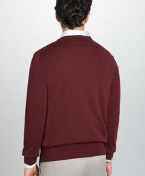 Burgundy Merino Wool Crew Neck Sweater
