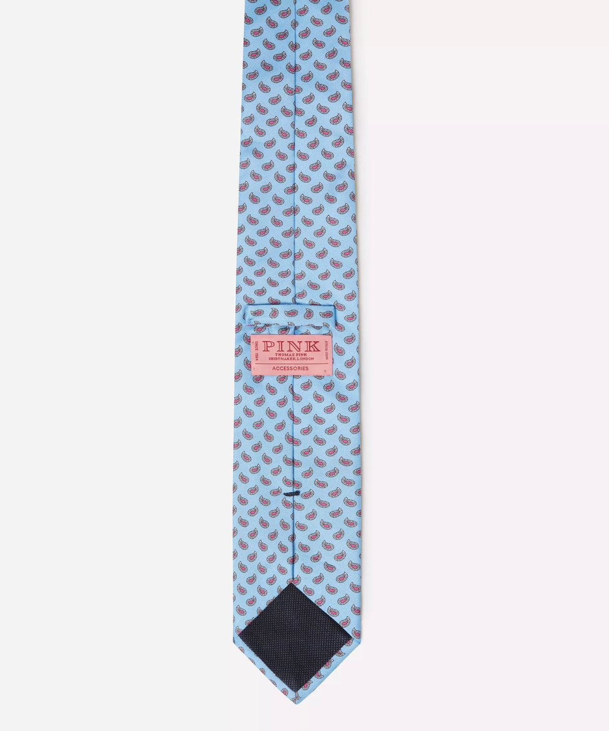 Blue & Pink Small Paisley Motif Silk Printed Tie