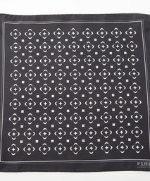 Black & White Flower Monogram Printed Silk Pocket Square