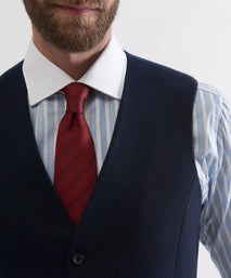Navy Blue 4 Button Merino Wool Waistcoat