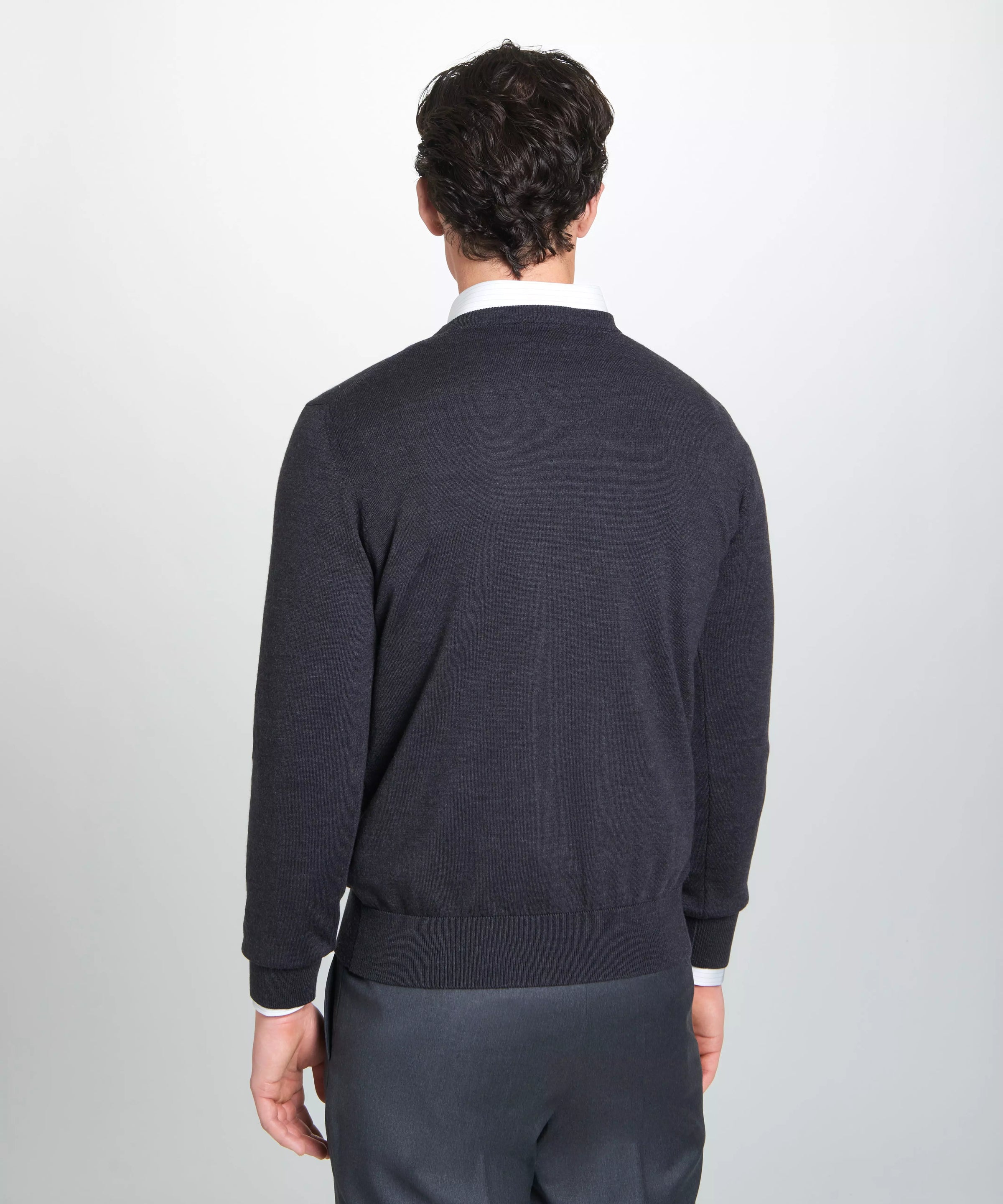 Grey Merino Wool Crew Neck Sweater