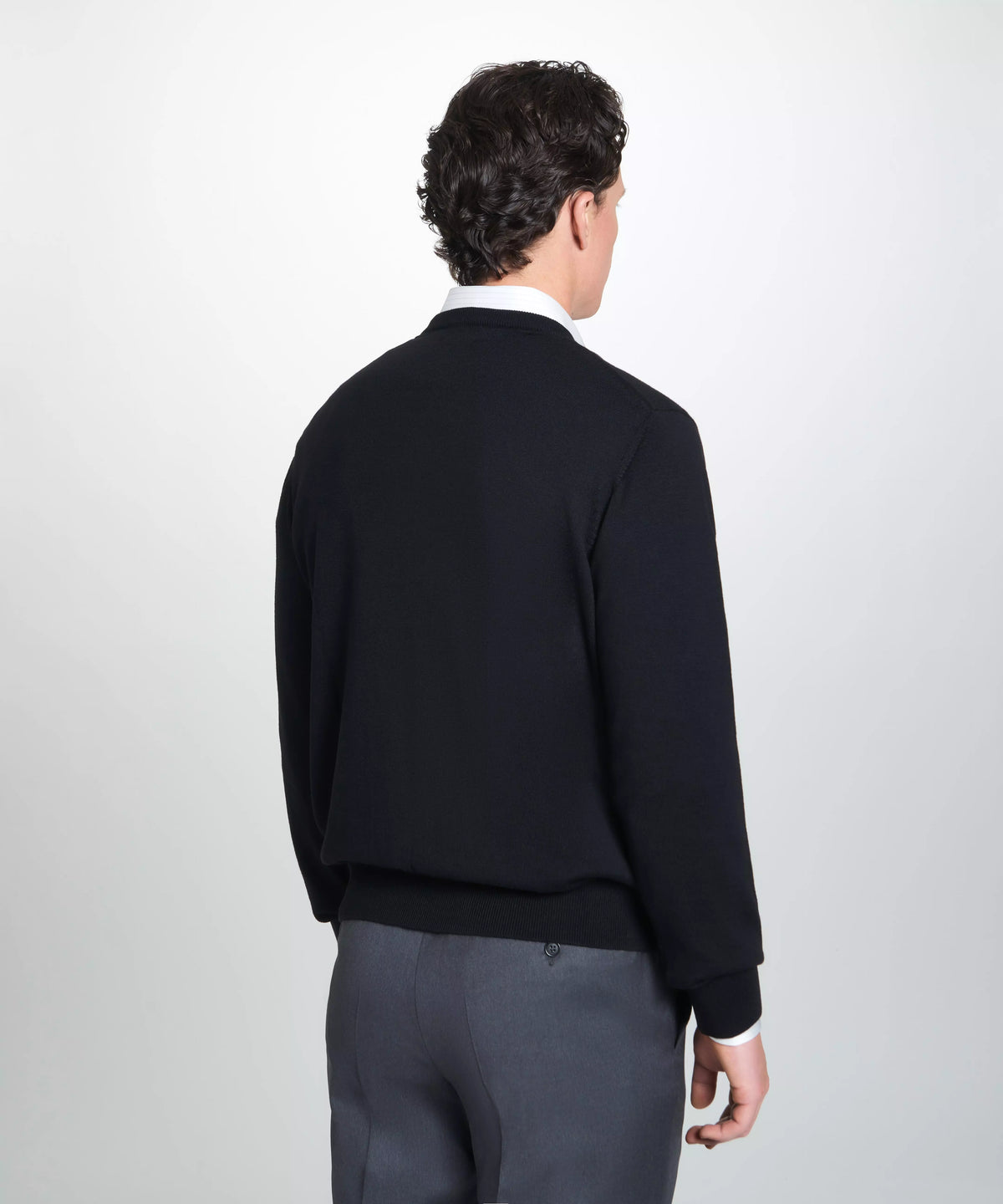 Black Merino Wool Crew Neck Sweater