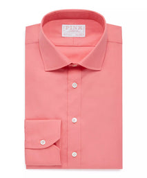 Coral Pink Tailored Fit Superior Solid Plain Formal Shirt
