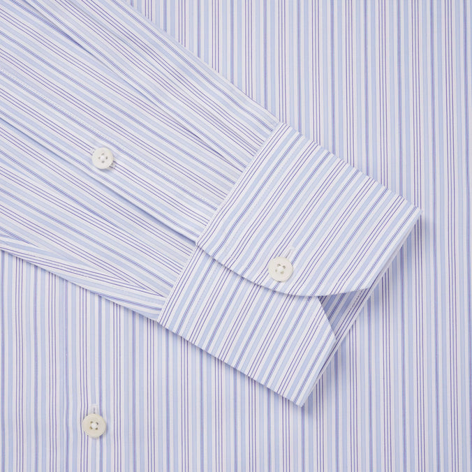 Blue & White Slim Fit Supraluxe Multi Stripe Formal Shirt