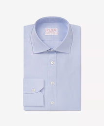 Blue & White Classic Fit Formal Micro Puppytooth Shirt