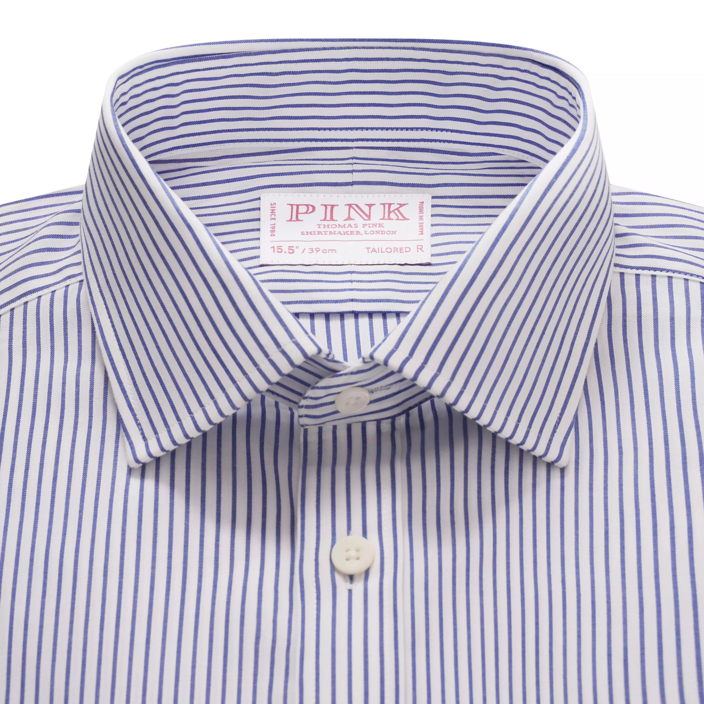 Deep Blue & White Tailored Fit Panama Medium Stripe Formal Shirt