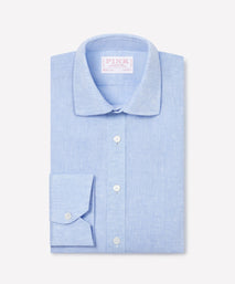 Pale Blue Classic Fit Essential Linen Formal Shirt