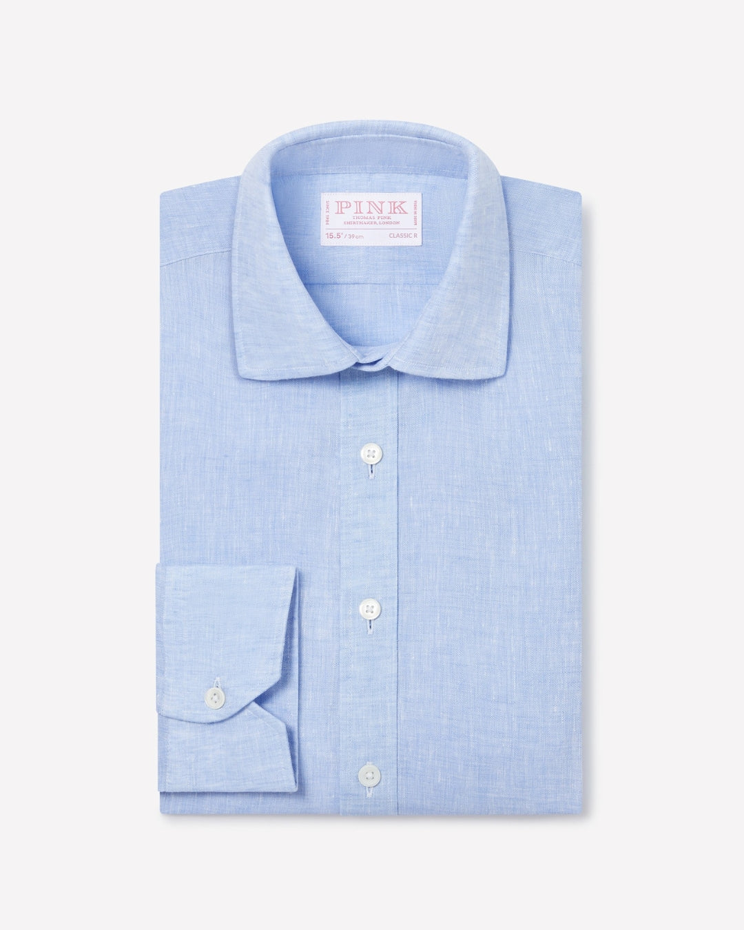 Pale Blue Classic Fit Essential Linen Formal Shirt