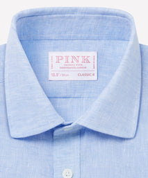 Pale Blue Classic Fit Essential Linen Formal Shirt